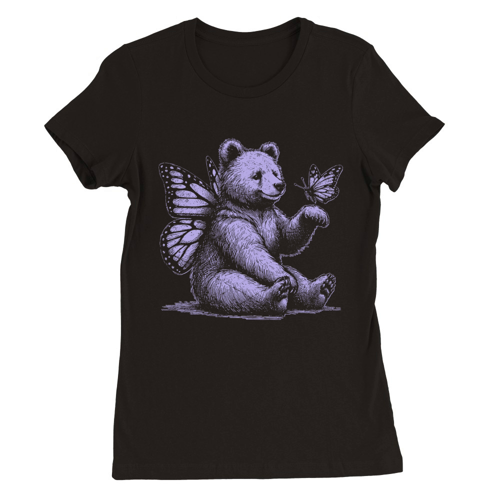 Bear With Butterfly Wings Vintage D Violet GR Premium Womens Crewneck T-shirt