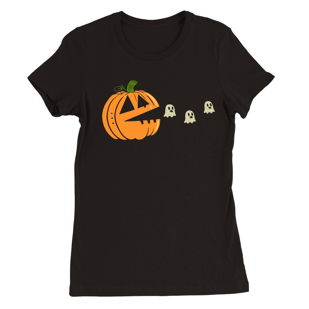 pumpkin pacman Premium Womens Crewneck T-shirt