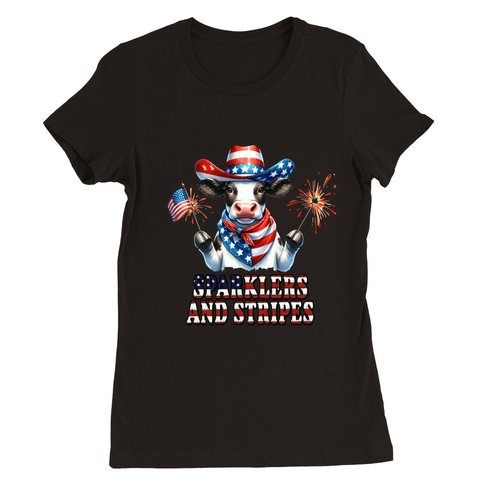 Sparklers and stripes Premium Womens Crewneck T-shirt