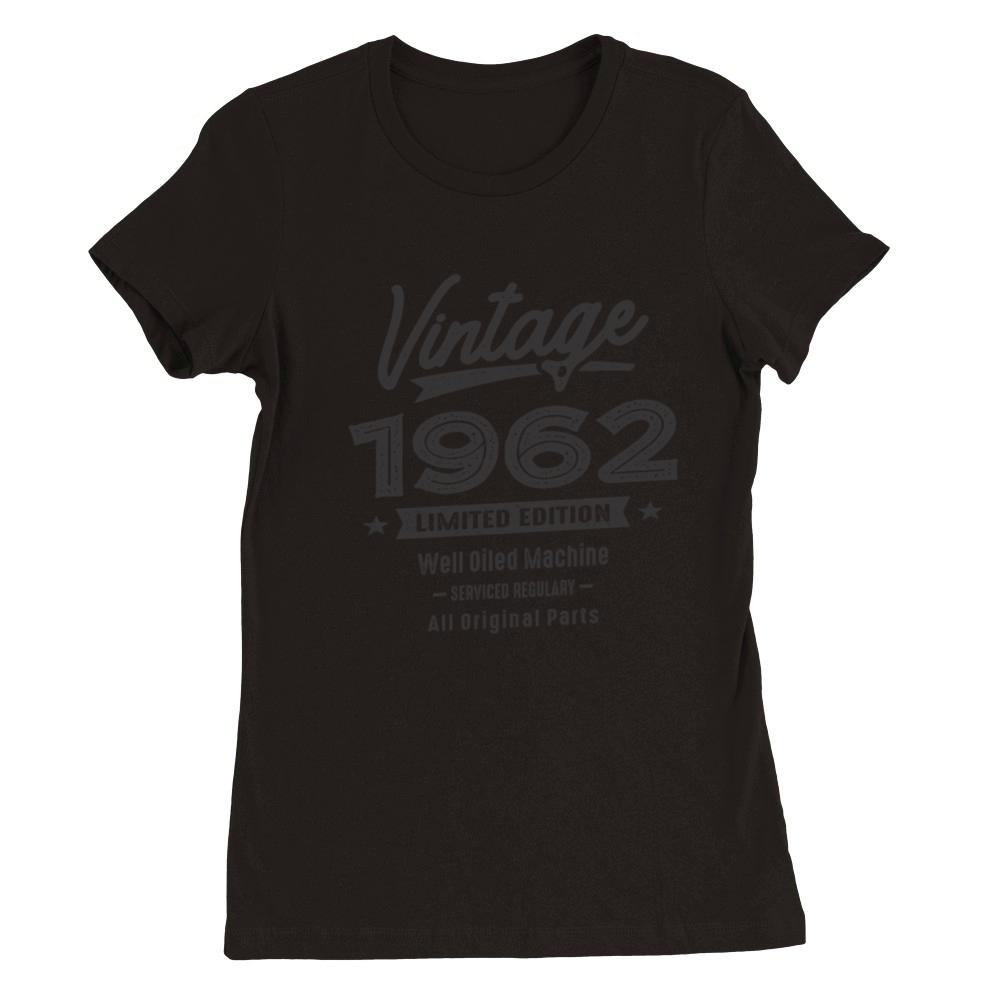 Vintage Born in 1962 - 60th Birthday Retro Classic Premium Womens Crewneck T-shirt