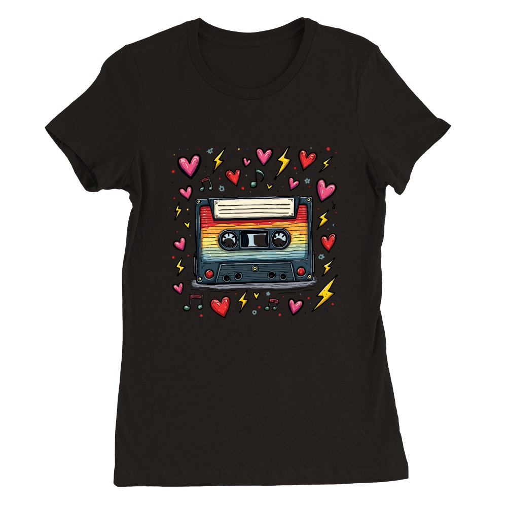 Vintage Cassette Tape Premium Womens Crewneck T-shirt