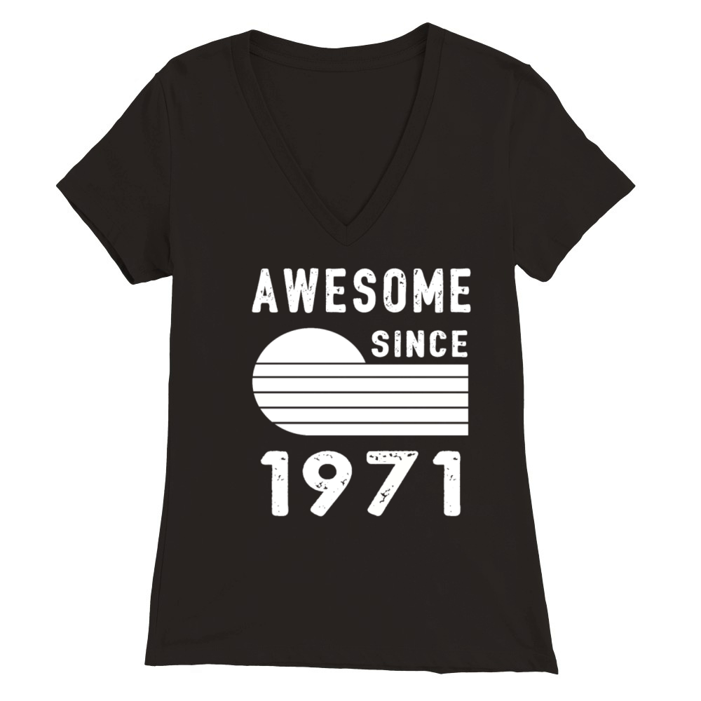 1971 Birthday Retro Vintage Gift dad Premium Womens V-Neck T-shirt