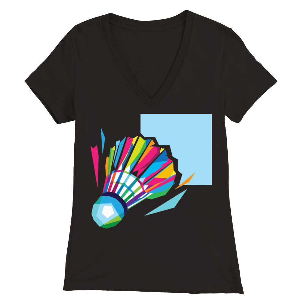 Badminton in Color Premium Womens V-Neck T-shirt