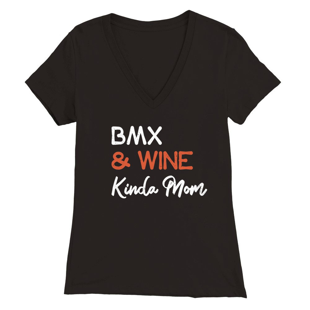 BMX and Wine KIda Mom Premium Womens V-Neck T-shirt