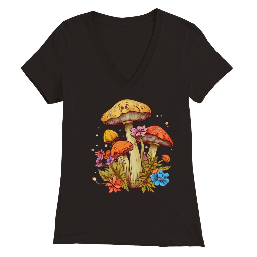 Cute Mystical Mushroom Magic Premium Womens V-Neck T-shirt