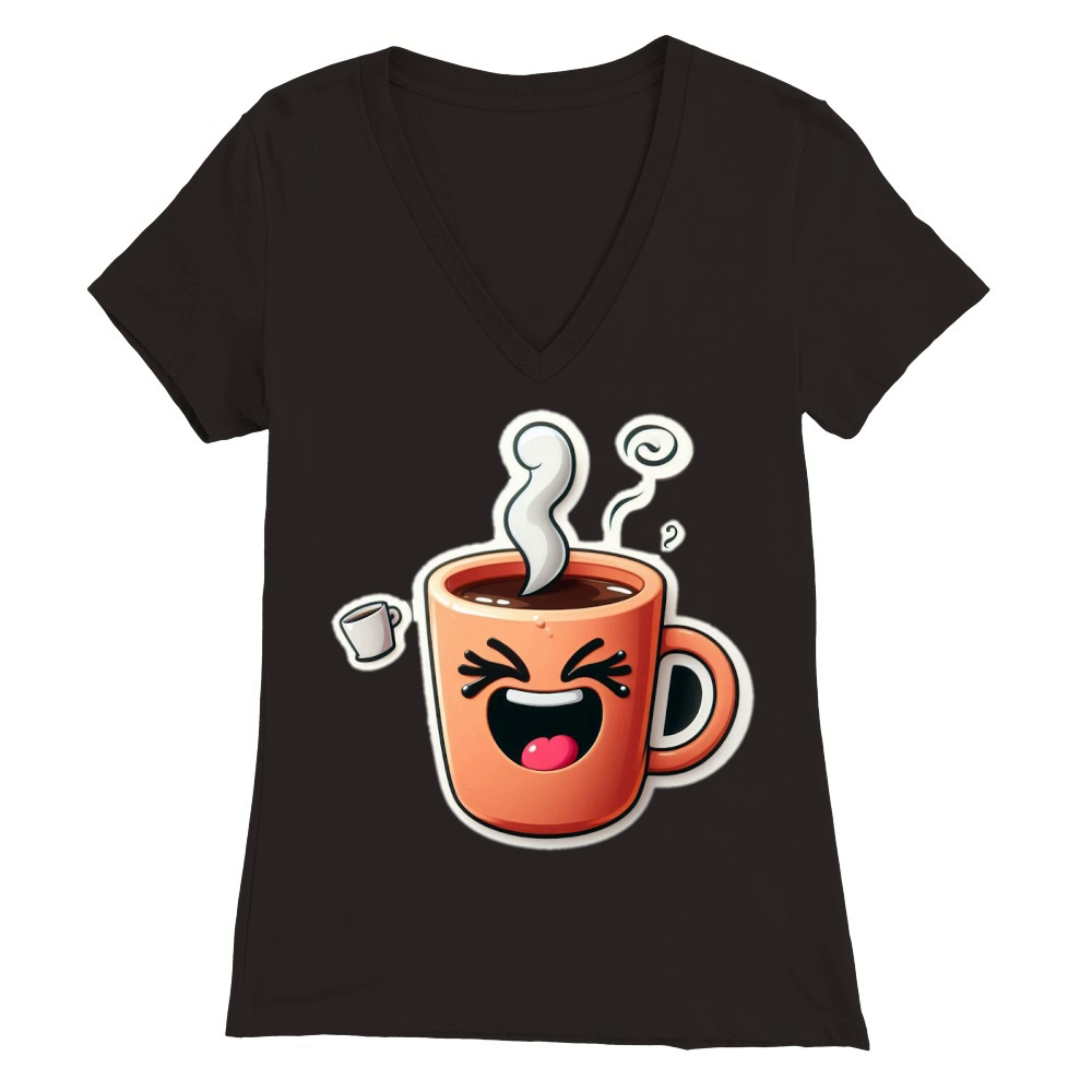 funny coffee cup sticker 7 Premium Womens V-Neck T-shirt