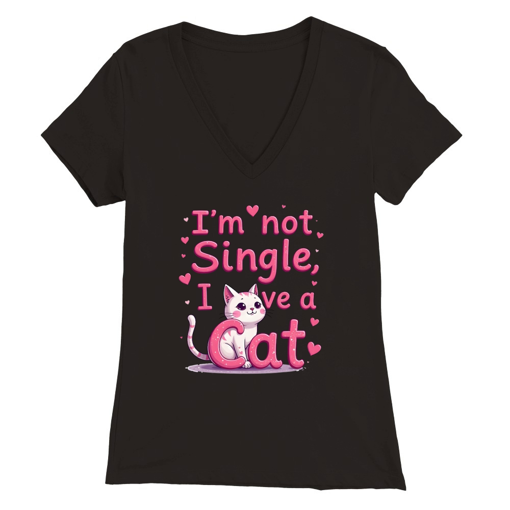 I Am Not Single I Have A Cat Premium Womens V-Neck T-shirt
