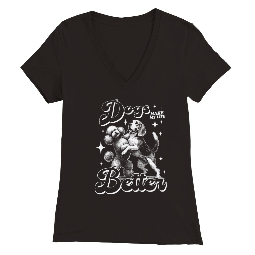 poodle dancing with a beagle D White Premium Womens V-Neck T-shirt