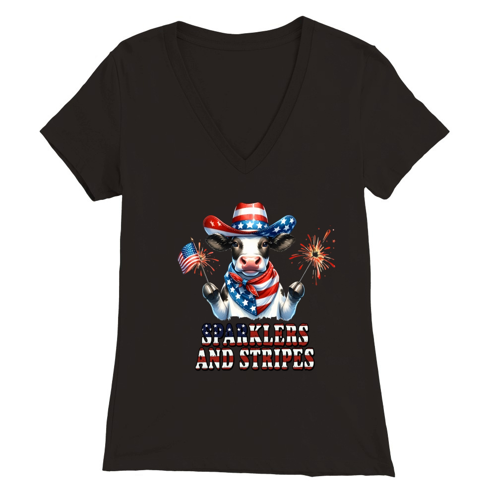 Sparklers and stripes Premium Womens V-Neck T-shirt
