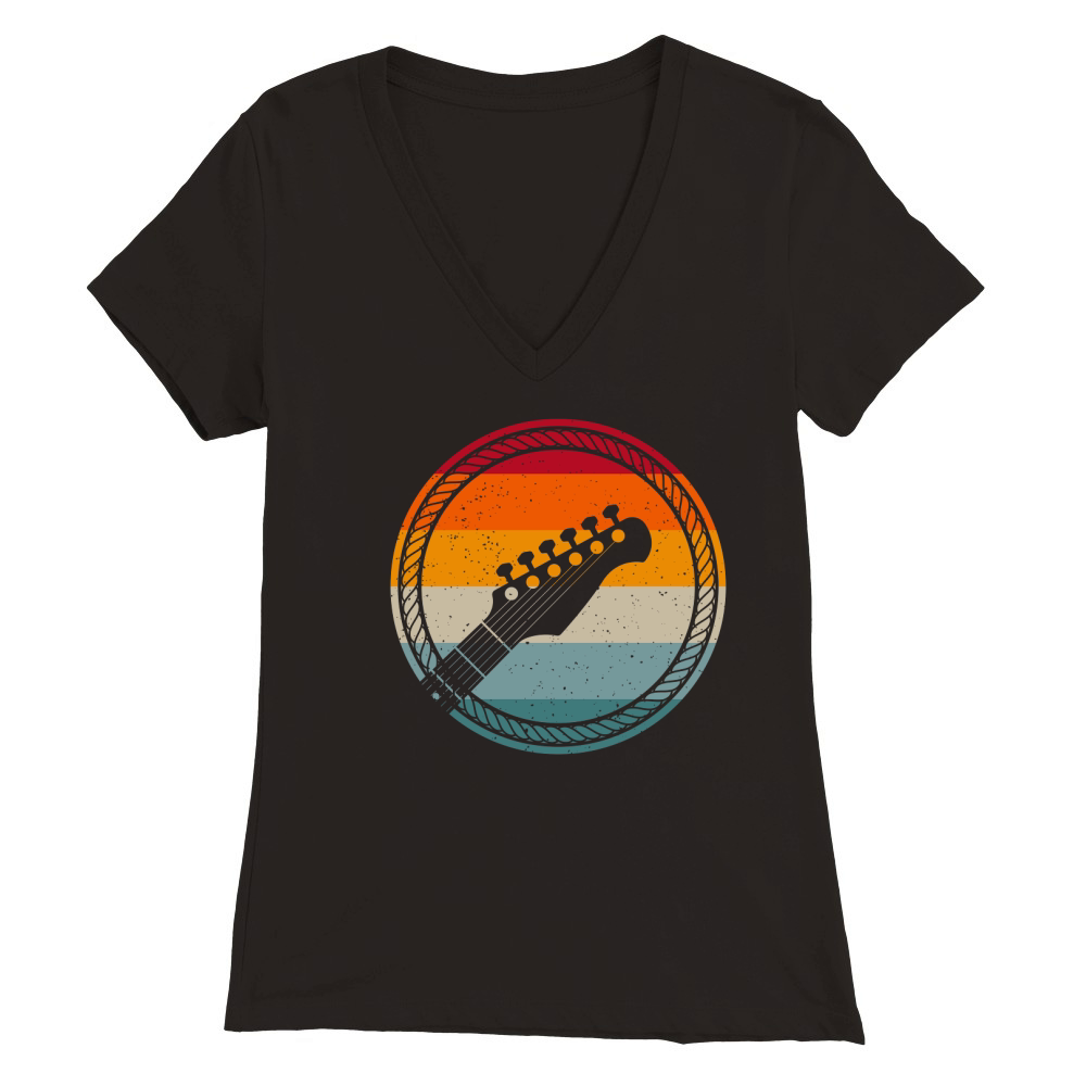Vintage Bass Guitar Headstock for Bassist and Bass Player Premium Womens V-Neck T-shirt