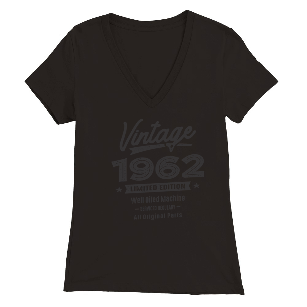 Vintage Born in 1962 - 60th Birthday Retro Classic Premium Womens V-Neck T-shirt