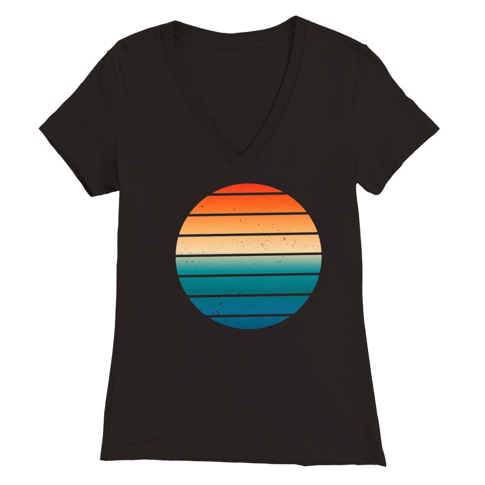 Vintage Retro Sunset (10) Premium Womens V-Neck T-shirt