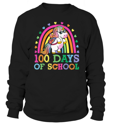 100 Days Of School Rainbow Unicorn Boys Kids Sweatshirt Unisex