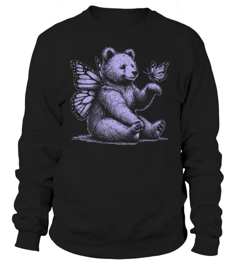 Bear With Butterfly Wings Vintage D Violet GR Sweatshirt Unisex