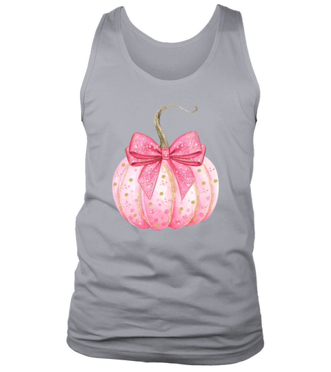 Preppy Pink Gold Glitter Pumpkin Tank Top Unisex