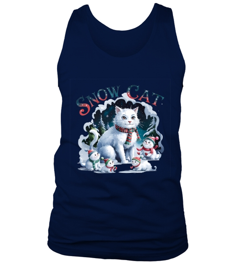 Snow Cat Vintage Christmas 1 Tank Top Unisex
