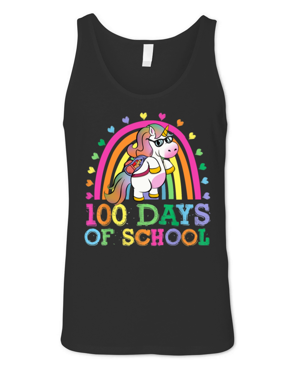 100 Days Of School Rainbow Unicorn Boys Kids Unisex Jersey Tank