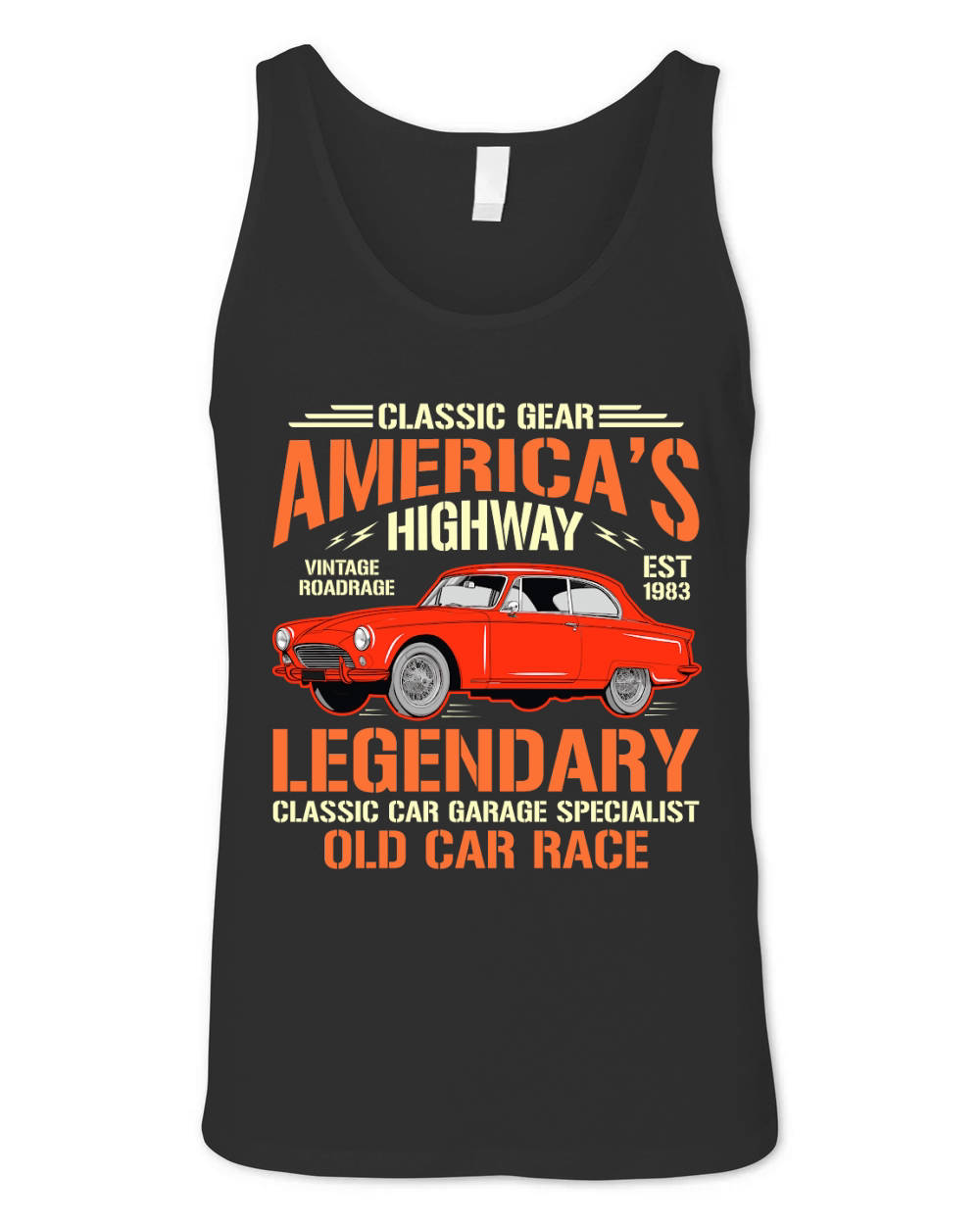 Classic Gear Americas Highway legendary classic car garage specialist old car race Unisex Jersey Tank