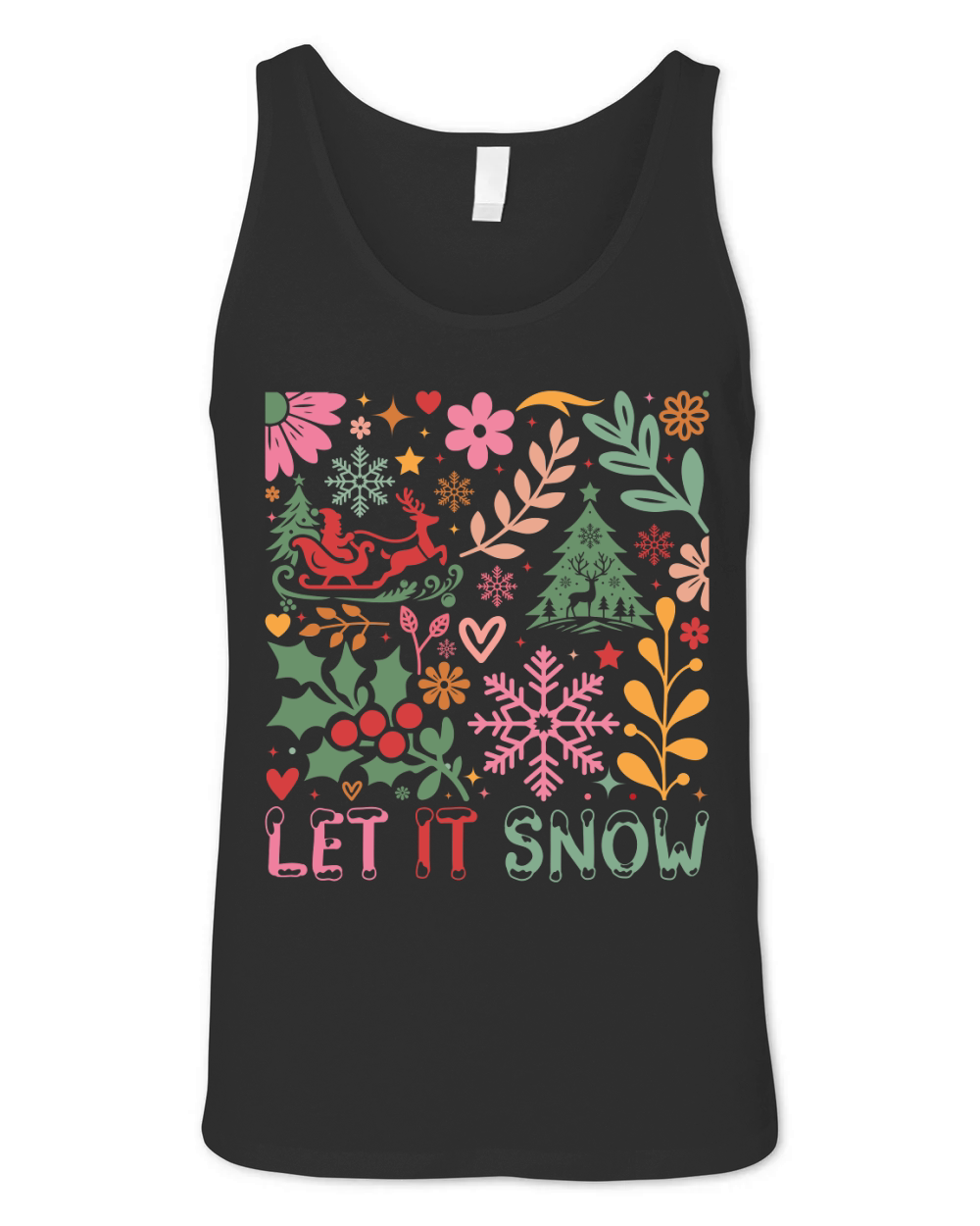 Holly Jolly  Boho Flowers  (4) Unisex Jersey Tank