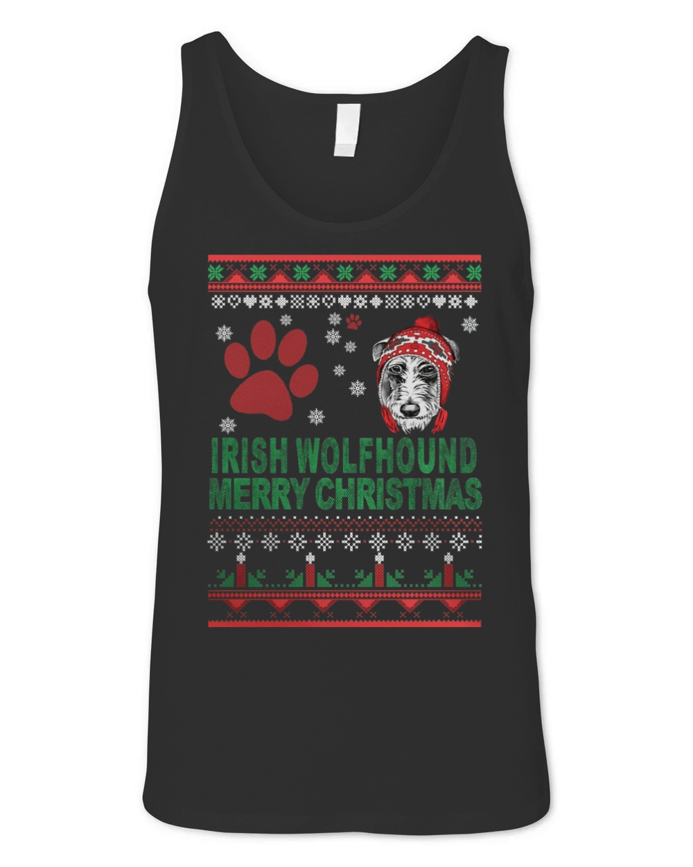 IRISH WOLFHOUND Ugly Christmas Unisex Jersey Tank