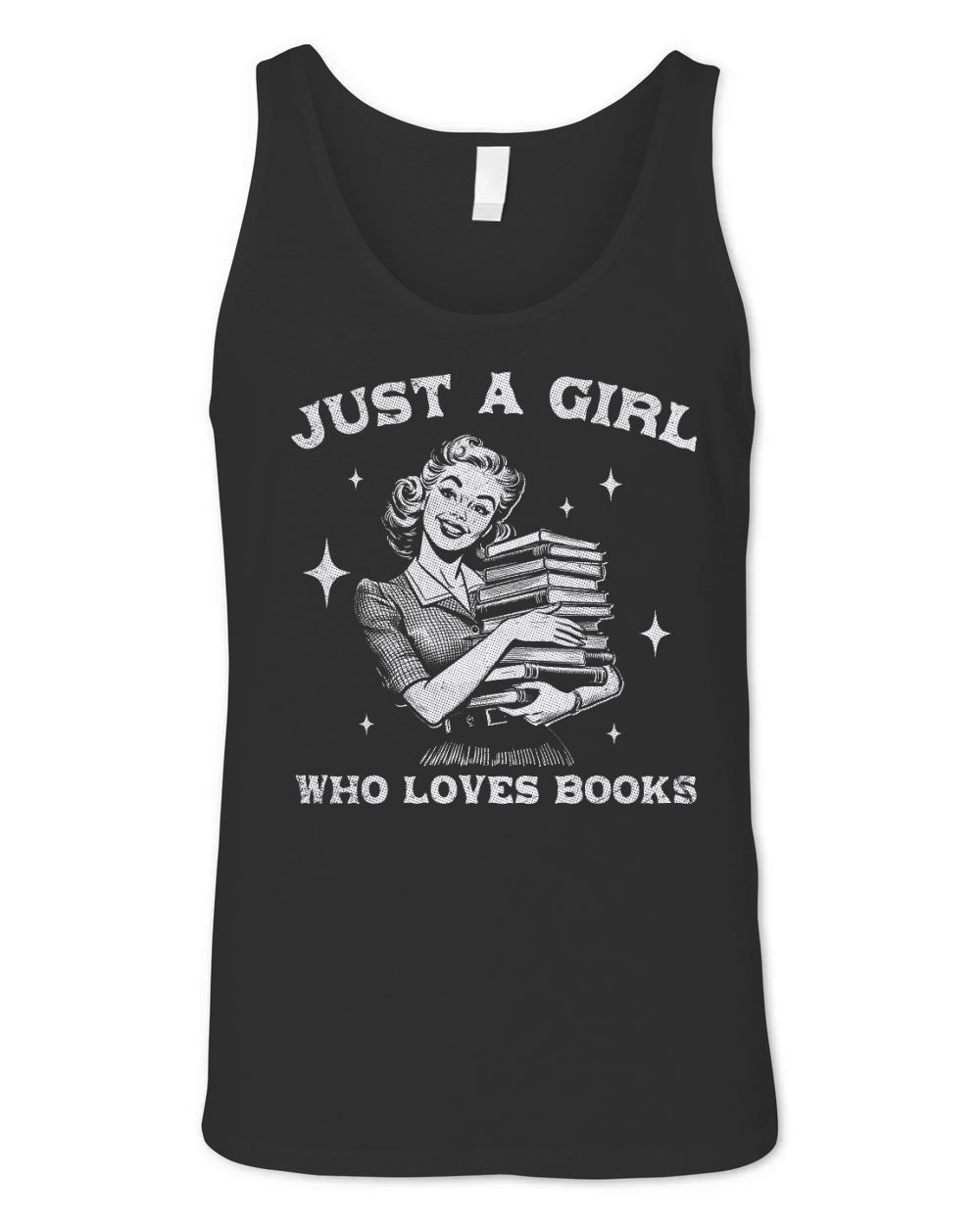 Just A Girl Who Loves Books D White GR Unisex Jersey Tank