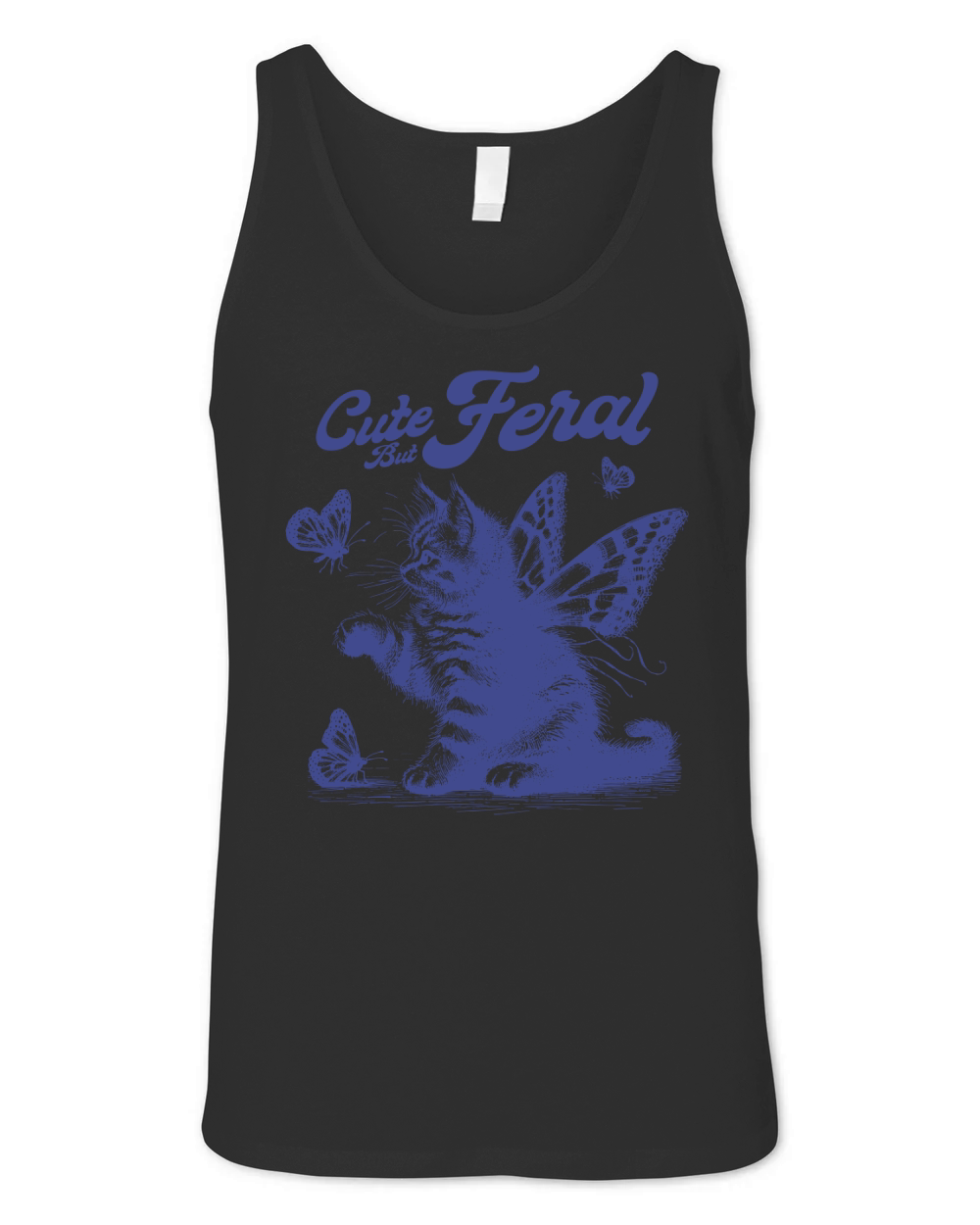 Kitty Cat with Butterfly Wings L vBlue Unisex Jersey Tank