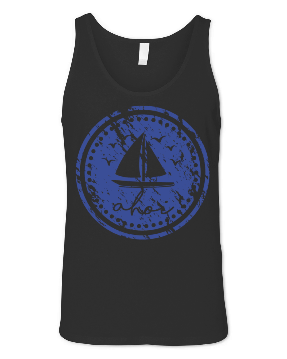 Sailboat Vintage Retro Used Look Ahoy Unisex Jersey Tank
