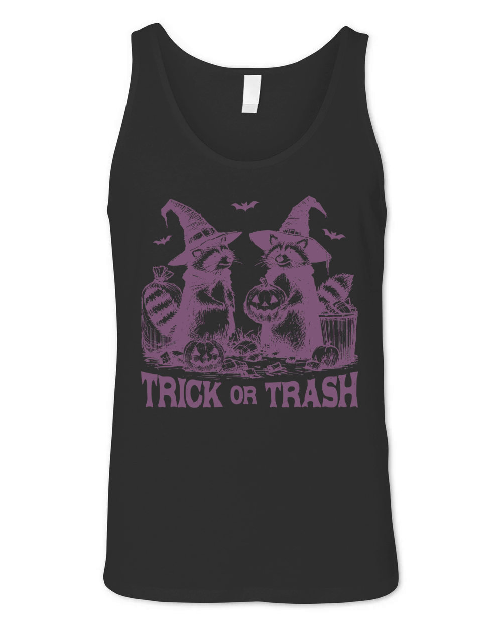 Trick Or Trash Halloween L Purple Unisex Jersey Tank