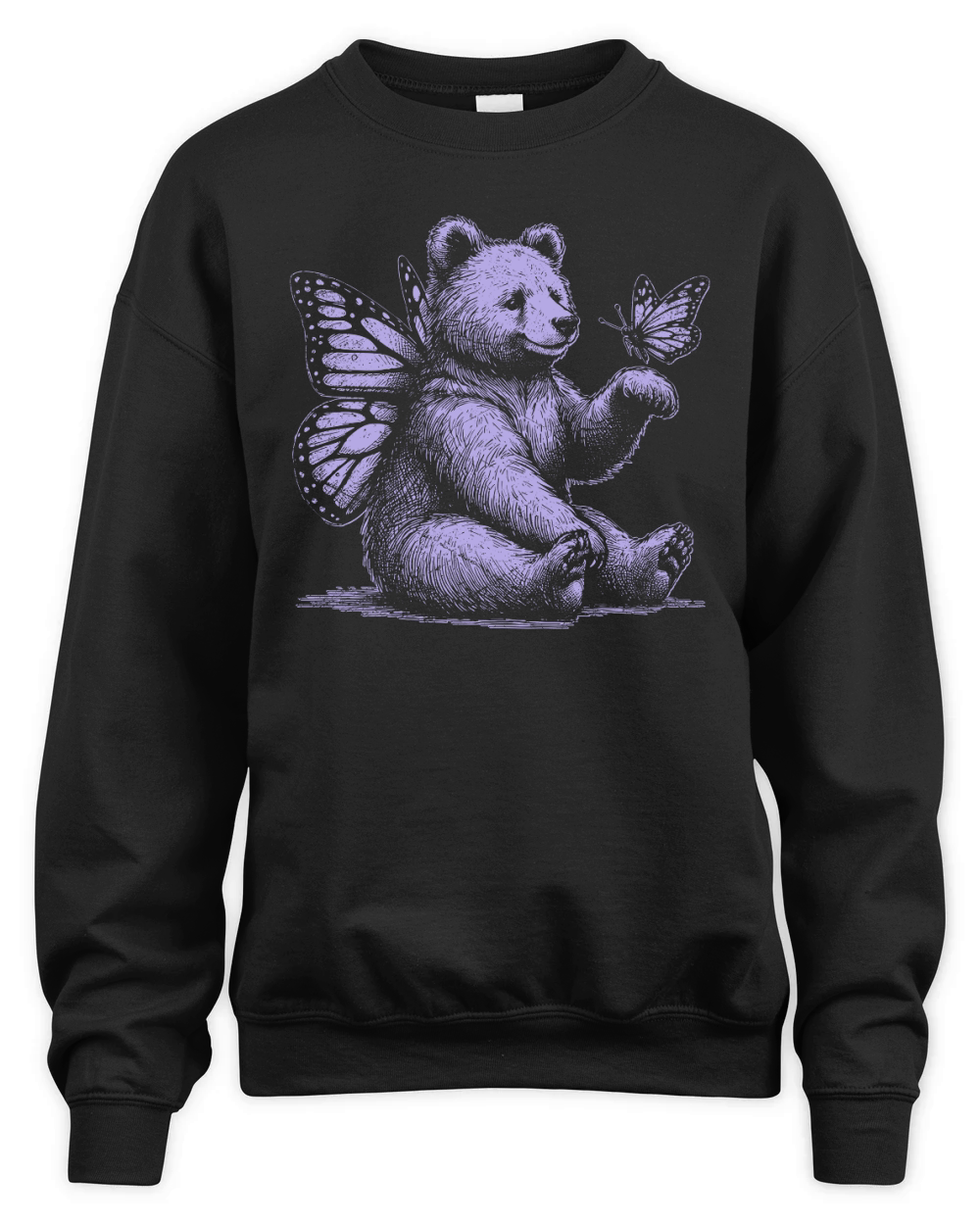 Bear With Butterfly Wings Vintage D Violet GR Unisex Premium Crewneck Sweatshirt