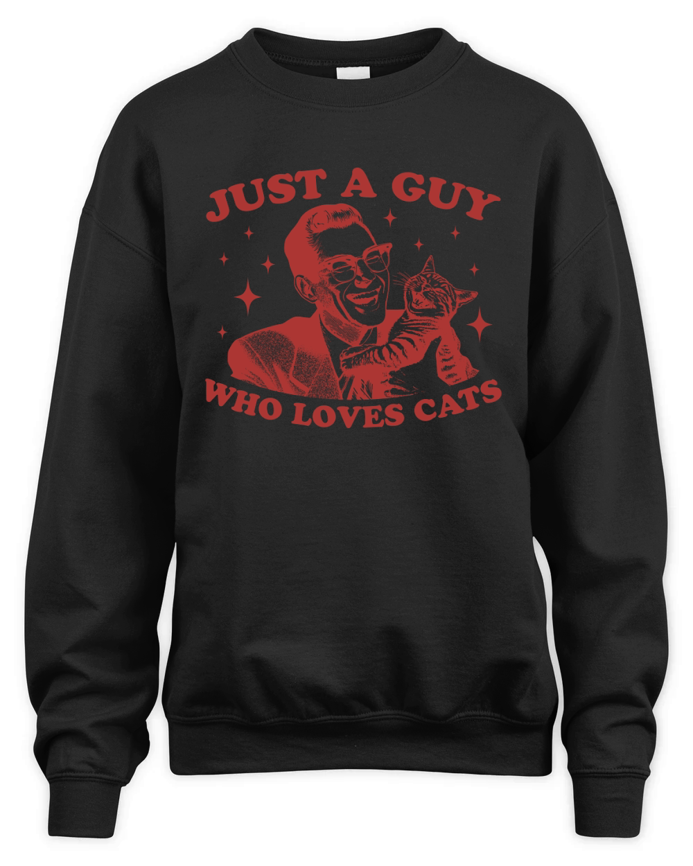 Just A Guy Who Loves Cats L Red Unisex Premium Crewneck Sweatshirt