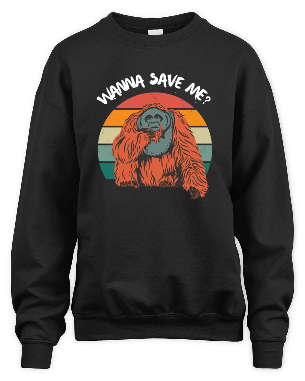 Orangutan Save Rain Forest Retro Vintage Unisex Premium Crewneck Sweatshirt