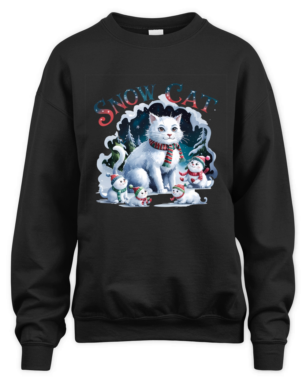 Snow Cat Vintage Christmas 1 Unisex Premium Crewneck Sweatshirt