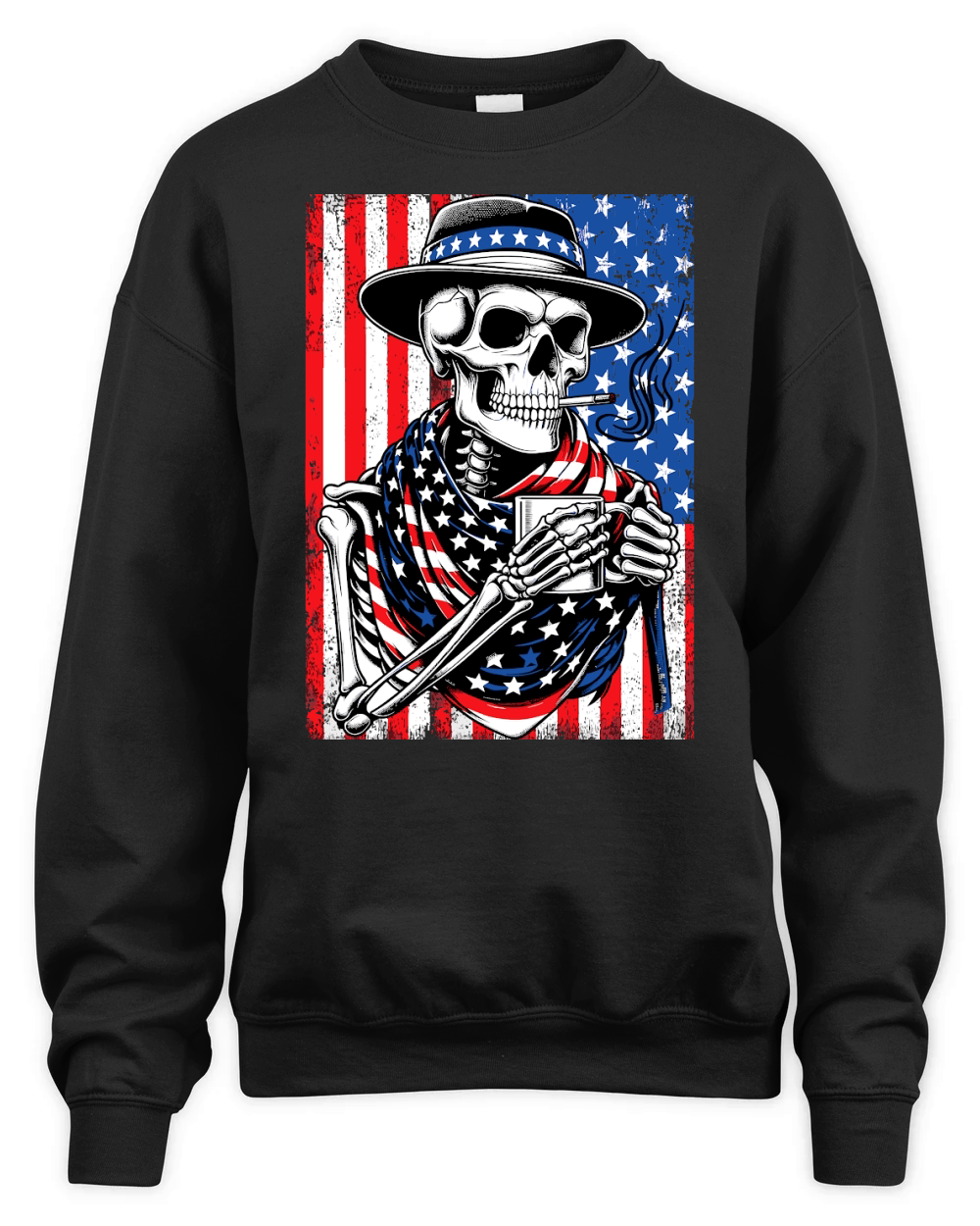 USA Flag Vintage Skeleton 4th of july 33 Unisex Premium Crewneck Sweatshirt