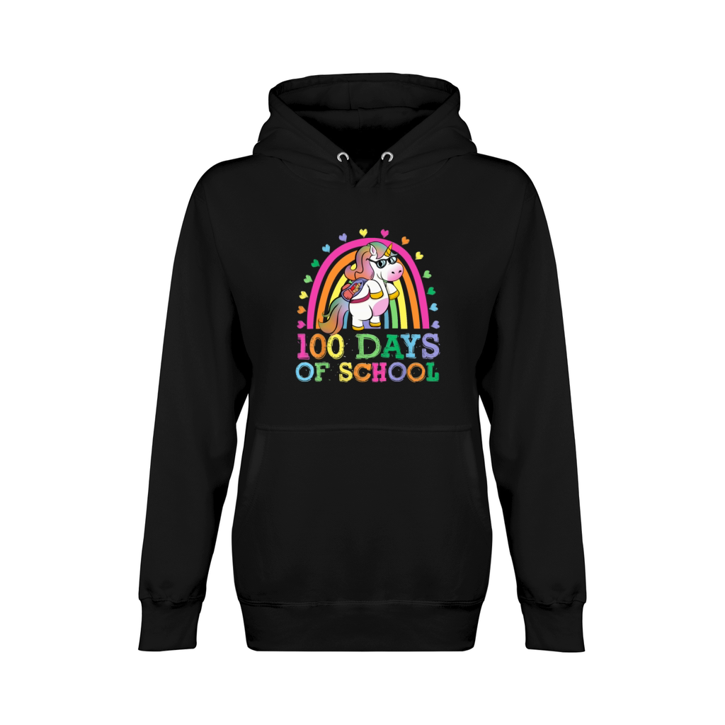 100 Days Of School Rainbow Unicorn Boys Kids Unisex Premium Pullover Hoodie