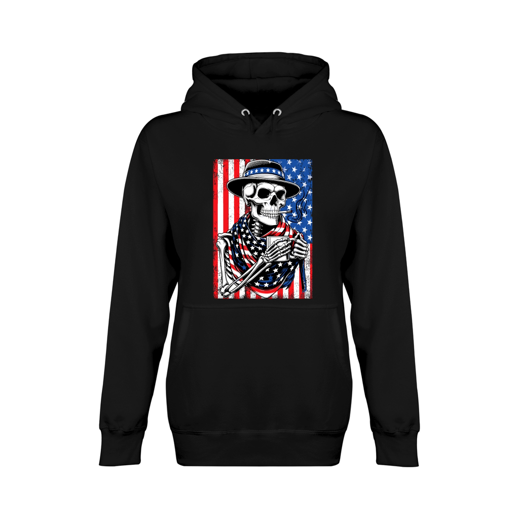 USA Flag Vintage Skeleton 4th of july 33 Unisex Premium Pullover Hoodie