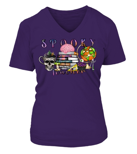 1. Spooky Teacher V-neck T-Shirt Woman