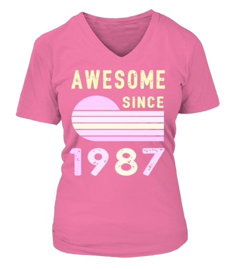 1987 Birthday Retro Vintage Gift V-neck T-Shirt Woman