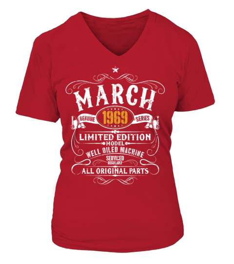 March 1969 - 50th Birthday Funny Vintage Gift V-neck T-Shirt Woman