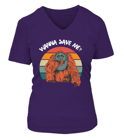 Orangutan Save Rain Forest Retro Vintage V-neck T-Shirt Woman