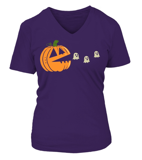pumpkin pacman V-neck T-Shirt Woman