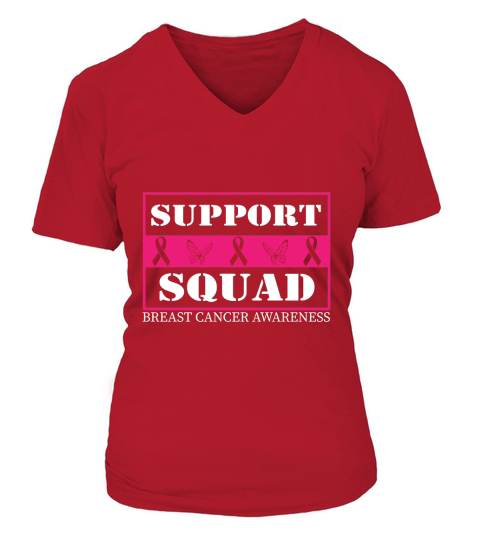 Support Squad Breast Cancer Awareness V-neck T-Shirt Woman