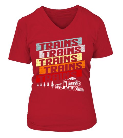 Train Trains Model Railroad Railway Gift V-neck T-Shirt Woman