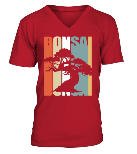 Bonsai Tree Vintage Retro Colorful Japanese Garden V-Neck T-shirt