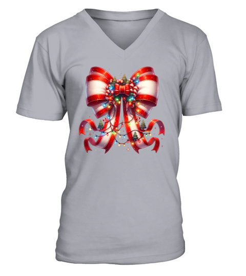 Christmas bow 13 06 V-Neck T-shirt