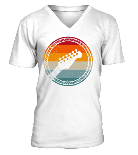 Vintage Bass Guitar Headstock for Bassist and Bass Player V-Neck T-shirt