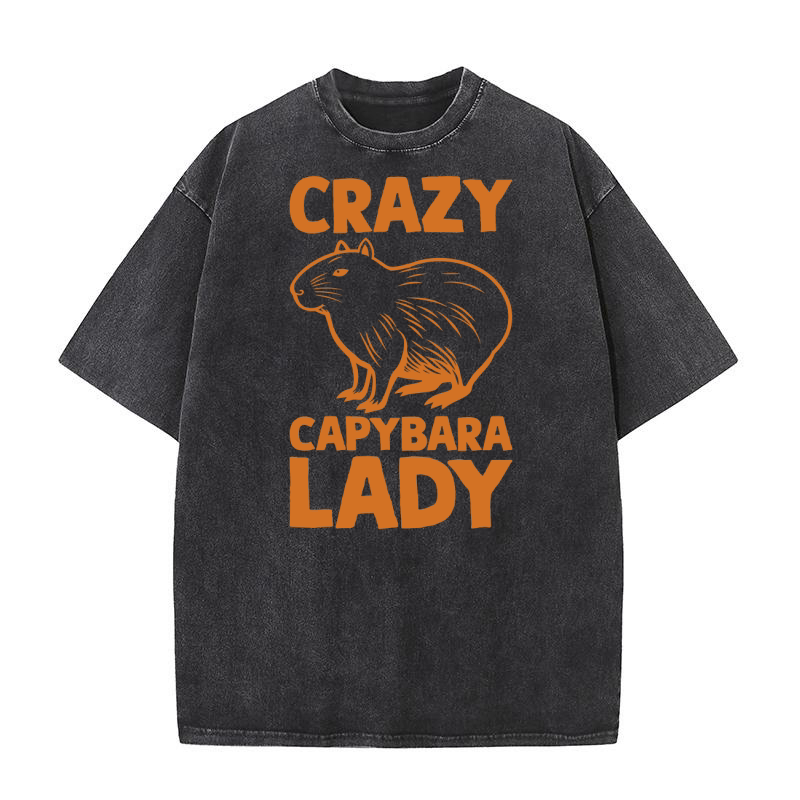 Crazy Capybara Lady Washed T-Shirt