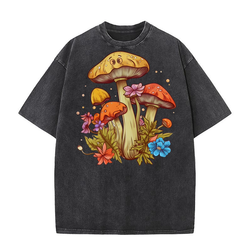 Cute Mystical Mushroom Magic Washed T-Shirt