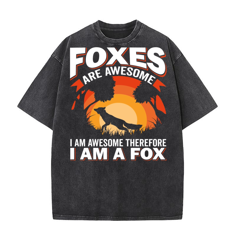 Foxes Are Awesome I Am Awesome Therefore I Am A Fox Washed T-Shirt