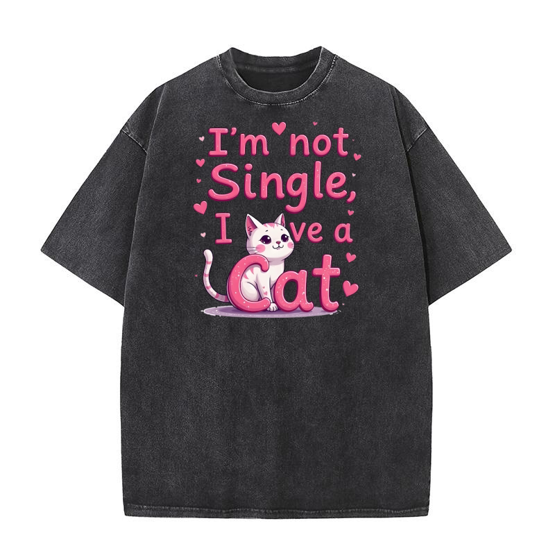 I Am Not Single I Have A Cat Washed T-Shirt