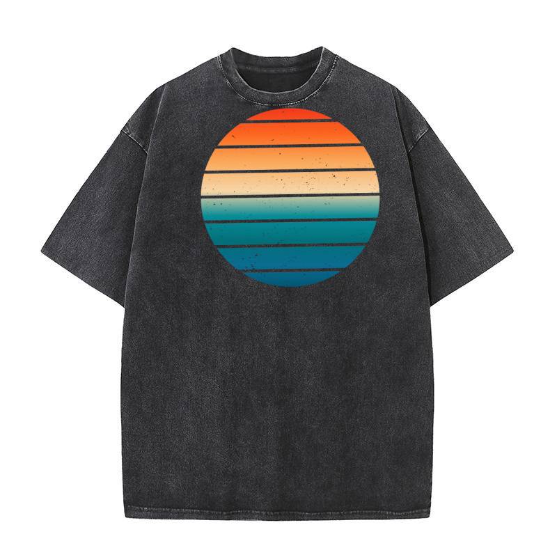 Vintage Retro Sunset (10) Washed T-Shirt